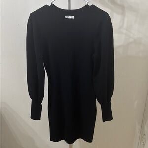 Leith Black Sheath Dress with Bishop Sleeves